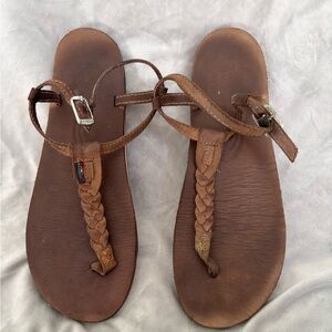 PRELOVED RAINBOW SANDALS T STREET SINGLE LAYER CENTER BRAID SZ 8 Brown